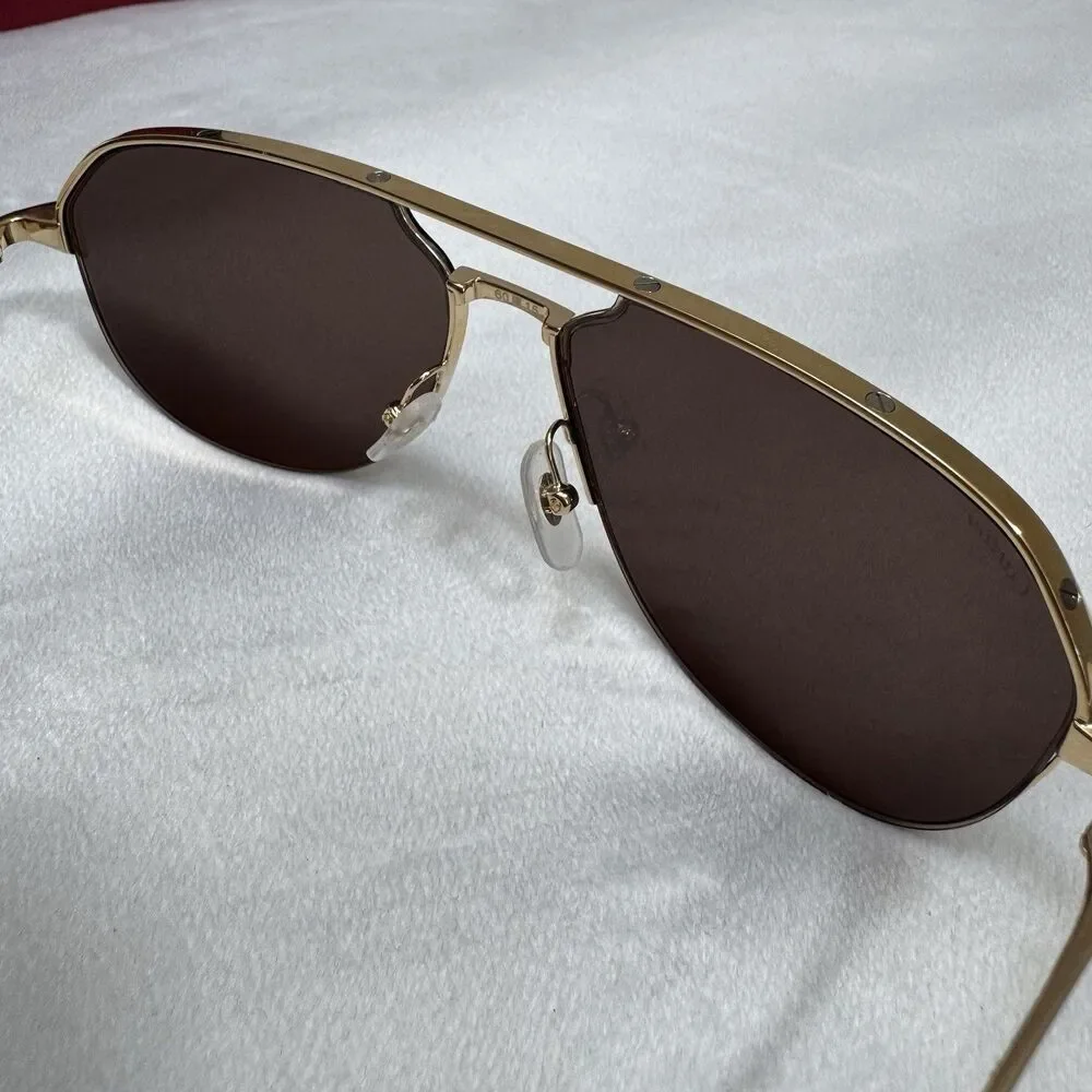 Cartier Santos De Cartier 24k Gold Aviator Sunglasses